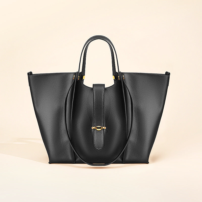 Genuine Cowhide Niche Tote Bag for Women, New Versatile Large Capacity Commute Shoulder Top Handle Handbag, Premium Everyday Purse for Ladies