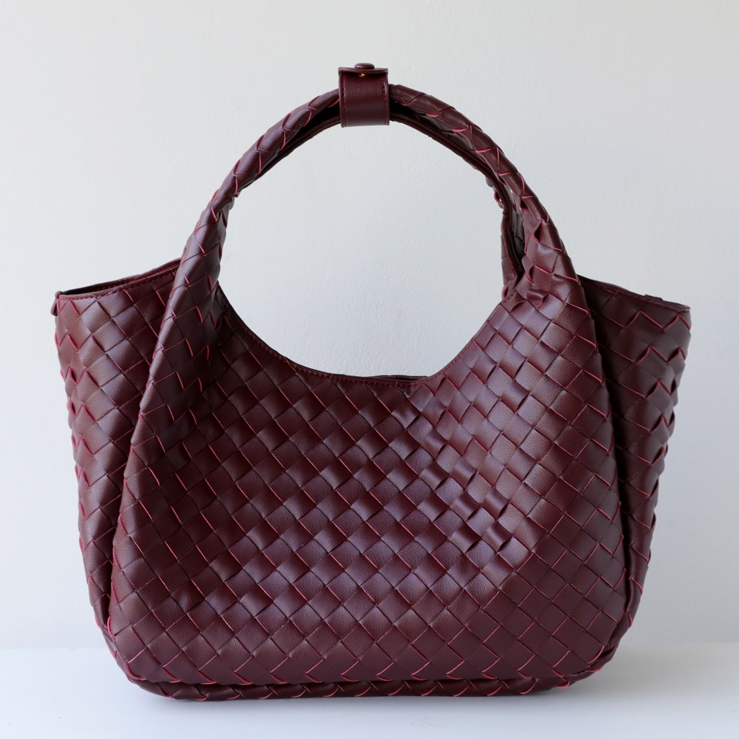 Handwoven Genuine Leather Underarm Tote Bag for Women Large Capacity Shoulder Handbag, Minimalist Commuter Purse with Artisan Texture