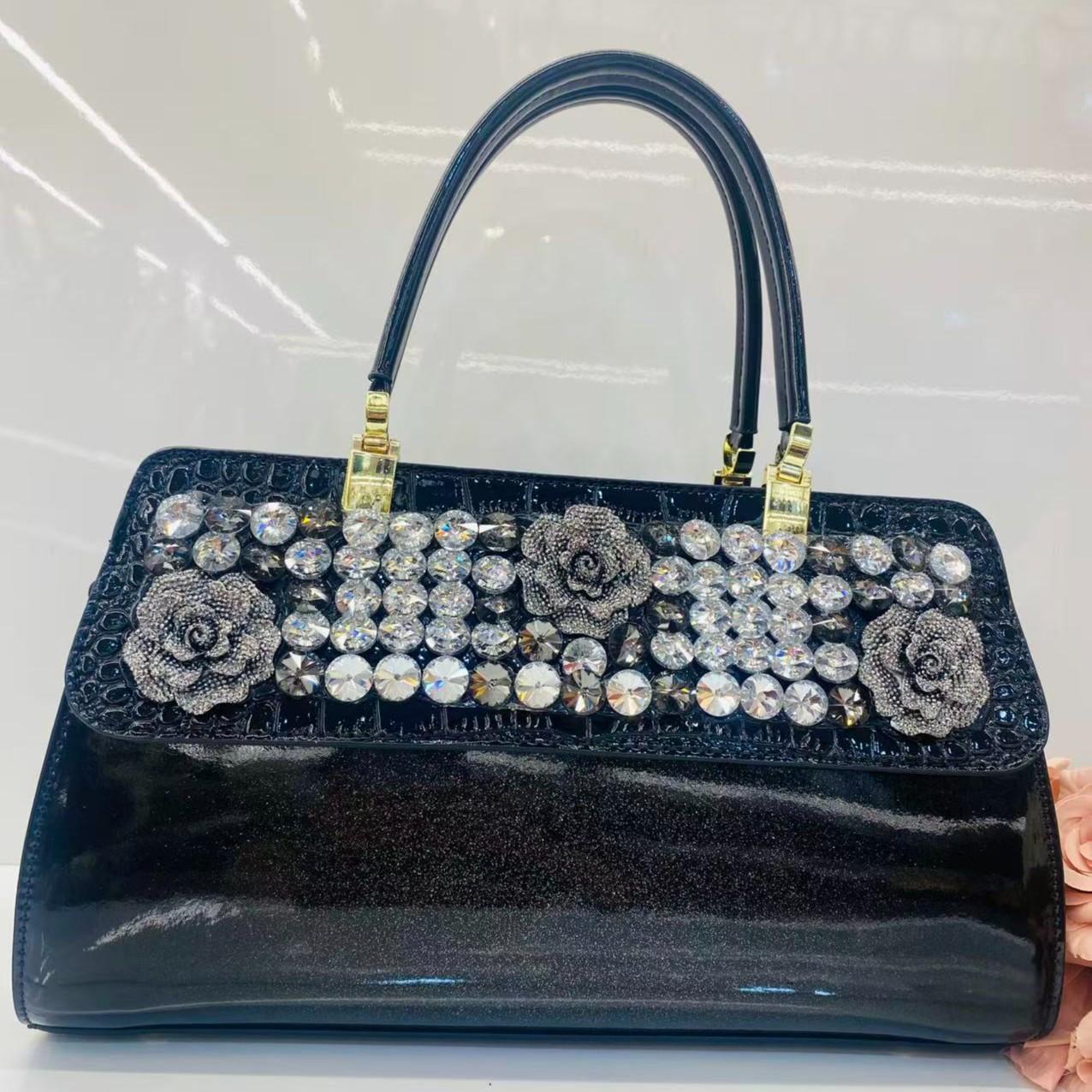 New Arrival 2026 Rhinestone-Embellished Croc-Effect Mom Bag for Women, An Elegant Large Capacity Shoulder Crossbody Top-Handle Handbag with Premium Design