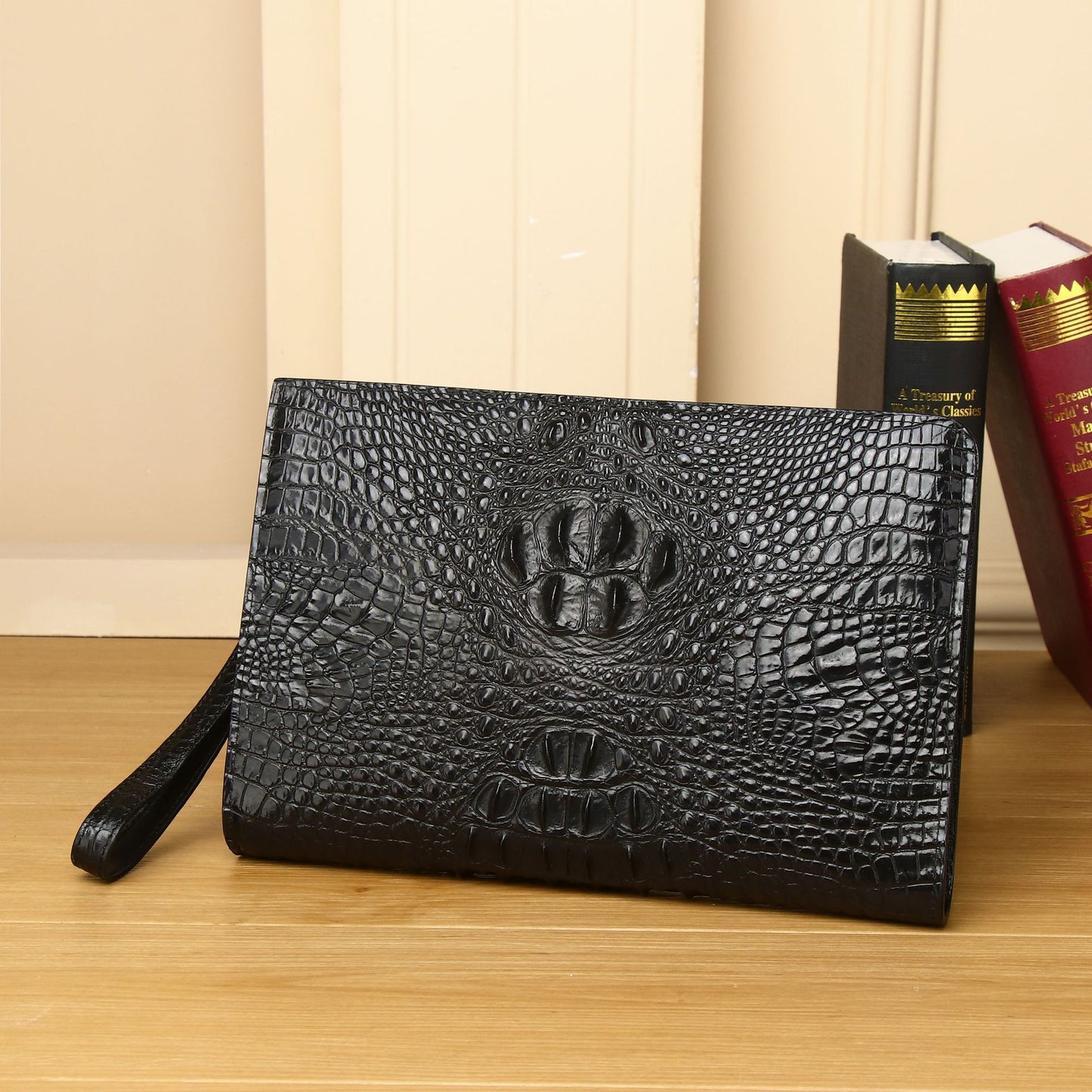 New Arrival Croc-Effect Large Clutch Bag for Men, A High-End Envelope Wallet with Casual Business Design, Perfect Document Organizer