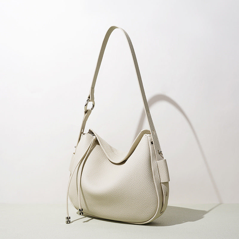 Genuine Top Layer Cowhide Underarm Bag for Women, Niche Fashionable Versatile Shoulder Crossbody Top Handle Purse, Premium Commute Handbag for Ladies