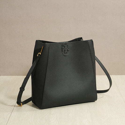 Genuine Cowhide Convertible Bucket Bag for Women, New Large Capacity Top Handle Crossbody Shoulder Purse, Fashionable Versatile Commute Handbag for Ladies