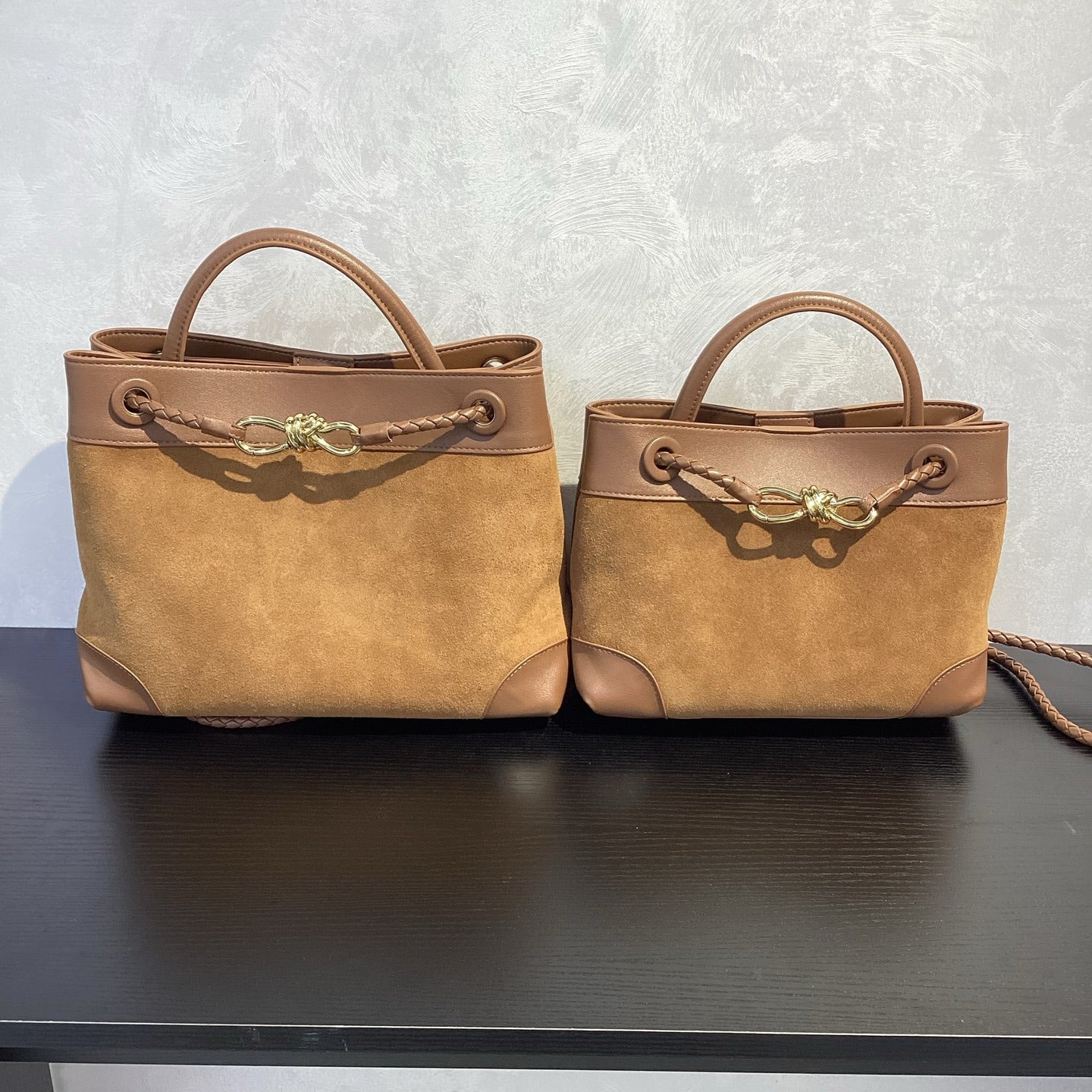 Suede Leather Woven Rope-Knot Handbag, Simple Elegant Shoulder & Crossbody Commuter Bag for Women