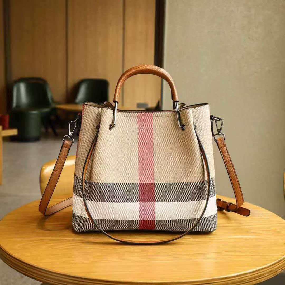 Genuine Leather Plaid Shell Handbag for Women, New Versatile Large Capacity Top Handle Shoulder Crossbody Purse, Trendy Bag for Ladies