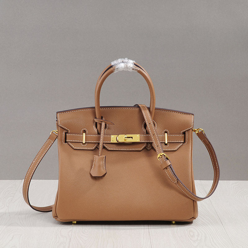 Genuine Top Layer Cowhide Birkin-Kelly Style Tote Bag for Women, New Arrival Large Capacity Commute Top Handle Handbag, Premium Leather Purse for Ladies