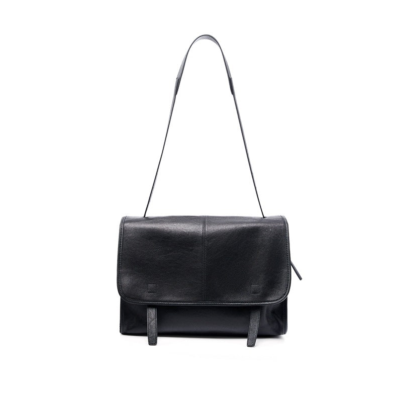 Genuine Top Layer Vegetable-Tanned Sheepskin Leather Messenger Bag for Women, Premium Large Capacity Commute Shoulder Purse, Everyday Handbag for Ladies