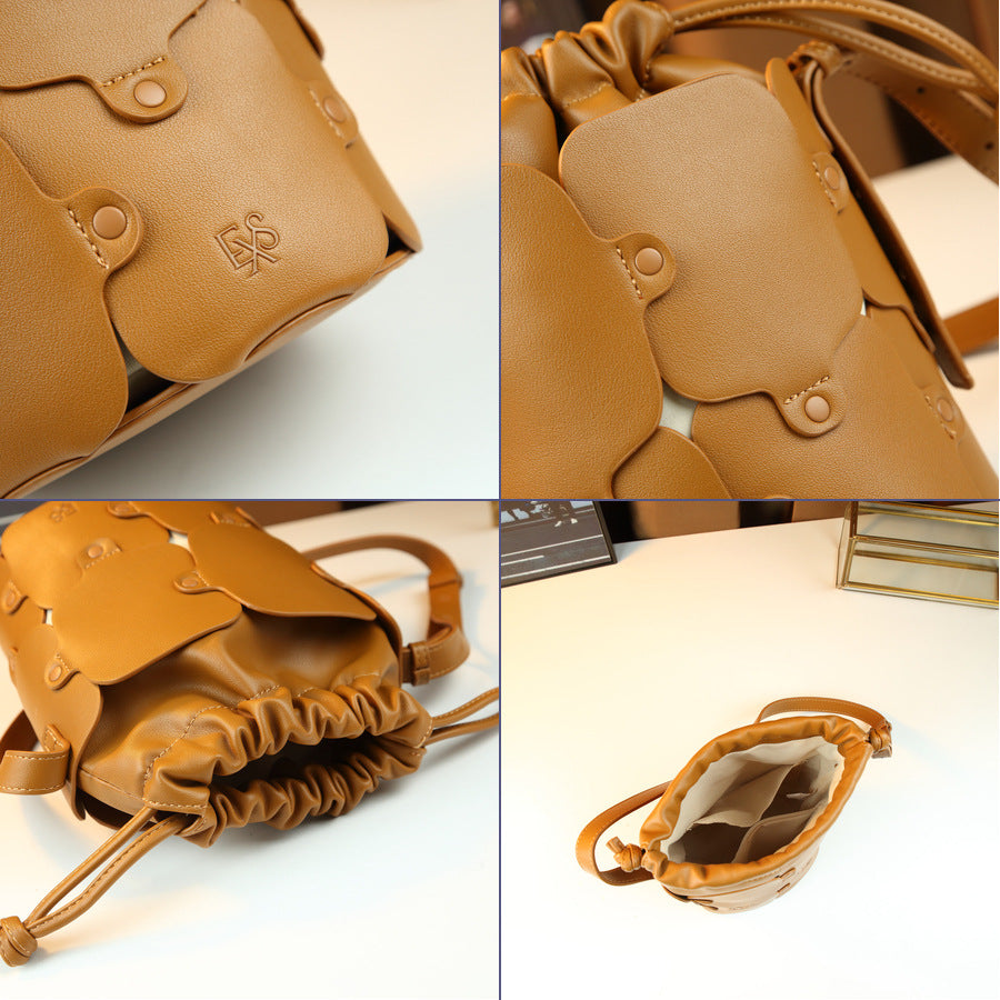 Patchwork Drawstring Bucket Bag for Women Large Capacity Shoulder Crossbody Handbag, Versatile Casual Purse with Stylish Design
