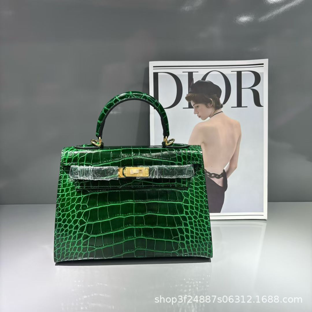 New Arrival Mini Croc-Effect Kelly-Inspired Bag in White for Women, A Premium Top-Handle Shoulder Crossbody Handbag with Versatile Elegant Design