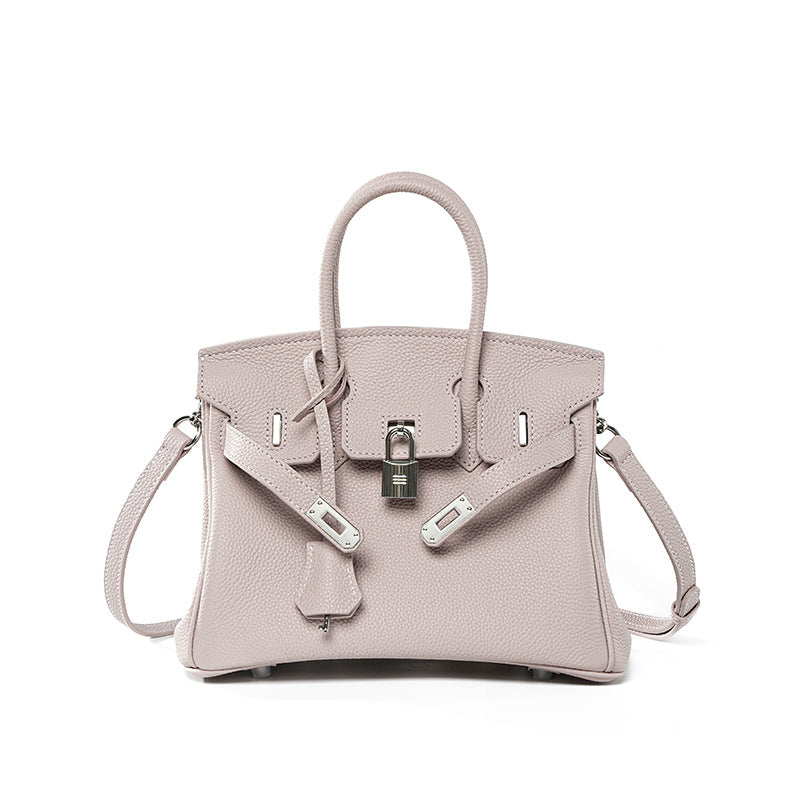 Premium Top-Layer Cowhide Leather Tote Bag for Women, Textured Grain Finish with Spacious Large Capacity, Unique Boutique Handbag with Turn-Lock Closure