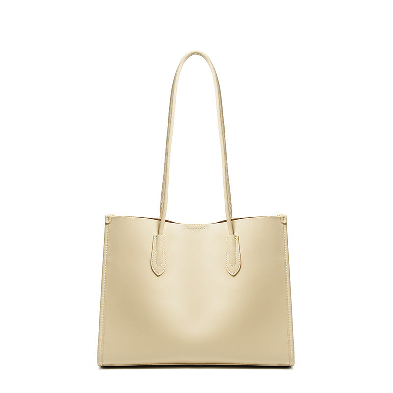 New Korean Style Genuine Leather Large Tote Bag, Premium Commute Shoulder Handbag, Spacious Everyday Purse for Women
