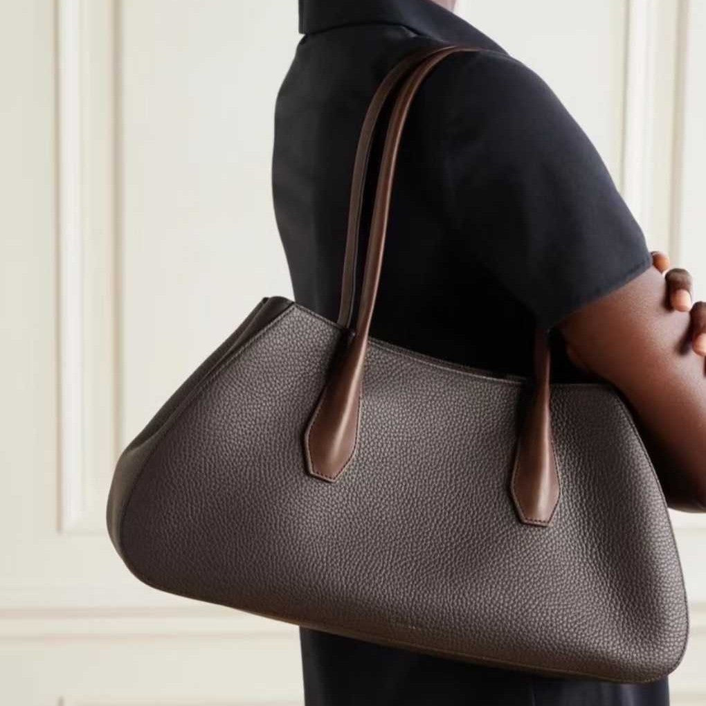 Genuine Top Layer Cowhide 26cm Hobo Bag for Women, The Row Style Slouchy Ultra-Light Tote Shoulder Purse, Versatile Everyday Handbag for Ladies