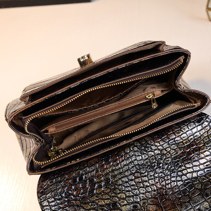 New Arrival Croc & Snake-Effect Top-Handle Bag for Women, A Versatile Premium Shoulder Crossbody Handbag with Trendy Design, Perfect Everyday Purse
