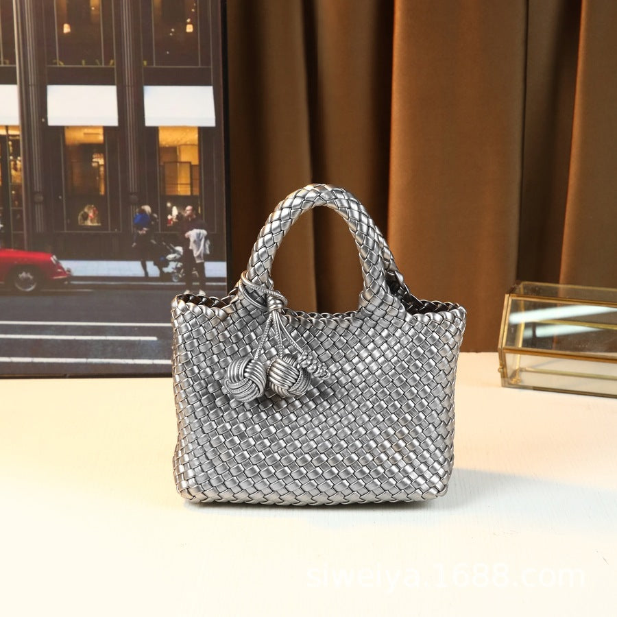 Woven Small Tote Bag for Women Casual Shoulder Crossbody Handbag, Versatile Fashion Purse with Natural Textured Design