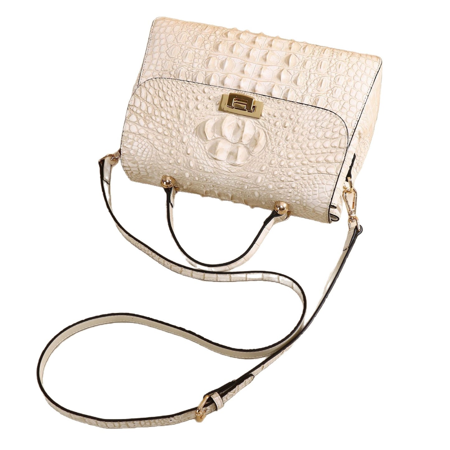 New Arrival Croc-Effect Square Bag for Women, A Fashionable Unique Large Capacity Shoulder Crossbody Top-Handle Handbag with Versatile Design