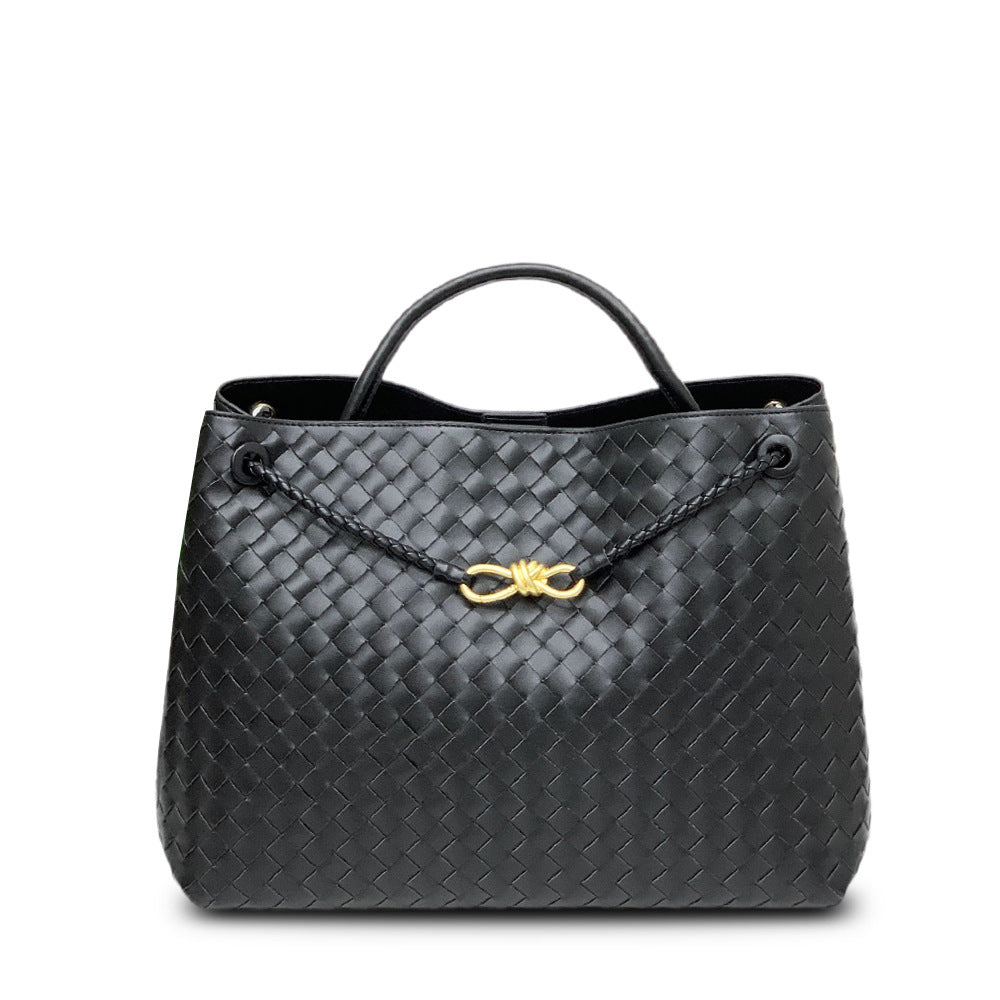 Large capacity 45CM leather woven figure-of-eight rope buckle portable underarm bag  fashion shoulder messenger bag bag women
