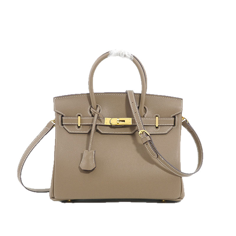 Genuine Top Layer Cowhide Birkin-Kelly Style Tote Bag for Women, New Arrival Large Capacity Commute Top Handle Handbag, Premium Leather Purse for Ladies