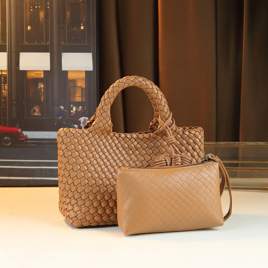 Handwoven Basket Bag for Women Premium Textured Shoulder Handbag, Fashionable Purse with Adorable Charm Detail