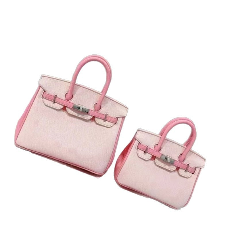 New Arrival Pebbled Leather Birkin-Inspired Tote Bag for Women, Color-Blocked Shoulder Crossbody Handbag with Trendy Glamorous Design, Versatile Everyday Purse