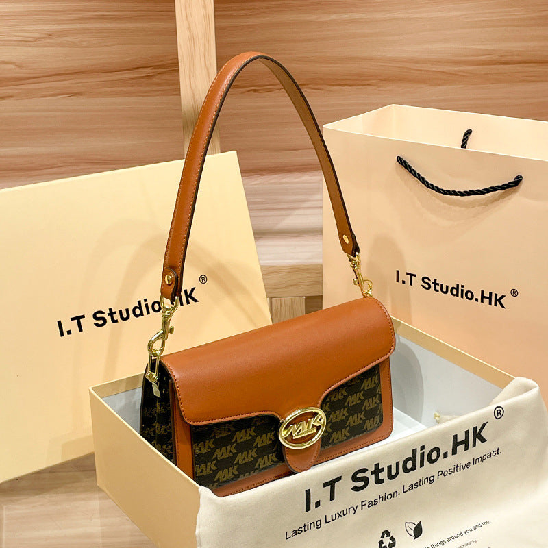 Genuine Leather Small Square Bag for Women, New Fall Winter Fashionable Top Handle Shoulder Underarm Crossbody Purse, Versatile Everyday Handbag for Ladies