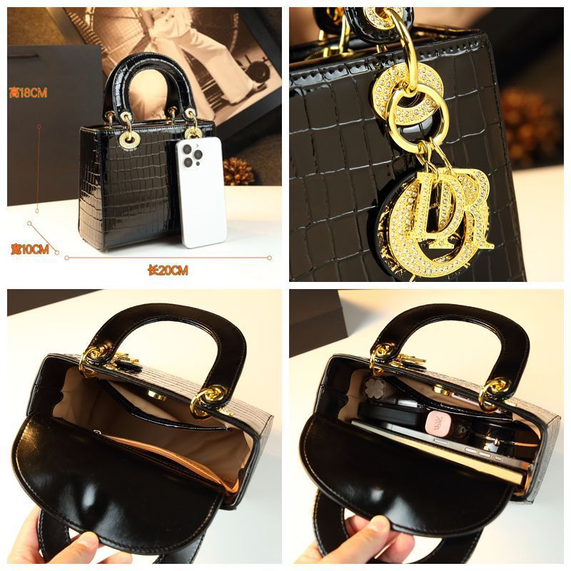 New Arrival Lady-Inspired Croc-Effect Bag for Women, A Light Luxury Shoulder Crossbody Top-Handle Handbag with Premium Exquisite Design