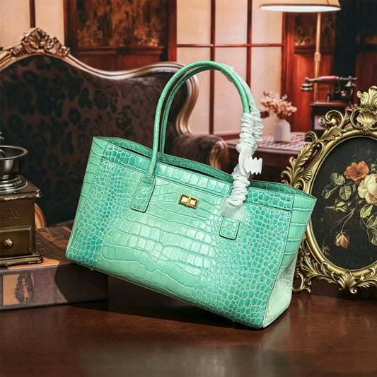 New Arrival Croc-Effect Large Capacity Tote Baguette Bag for Women, A Versatile Shoulder Crossbody Handbag Perfect for Banquets & Everyday Style