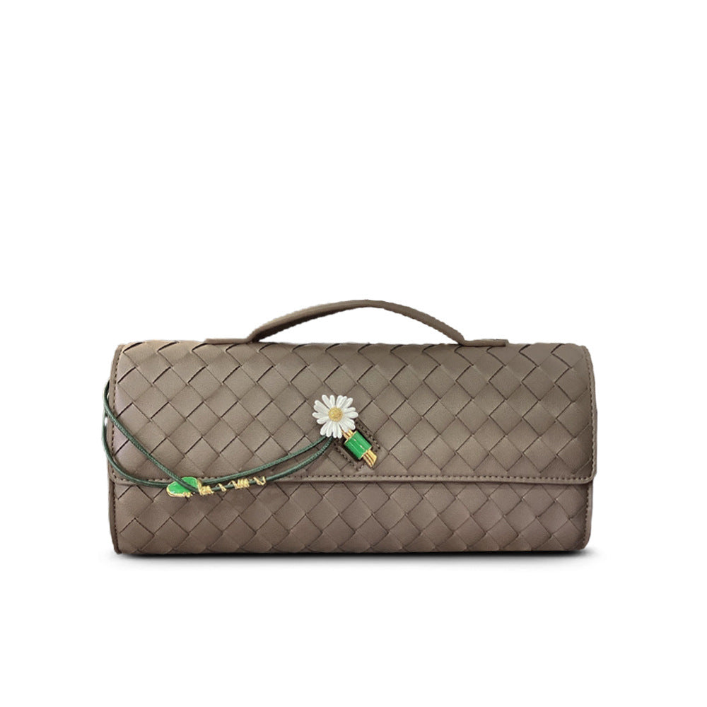 Woven Baguette Shoulder Bag, Niche High-End Daisy Clutch Evening Bag, Versatile Crossbody Fashion Bag for Women