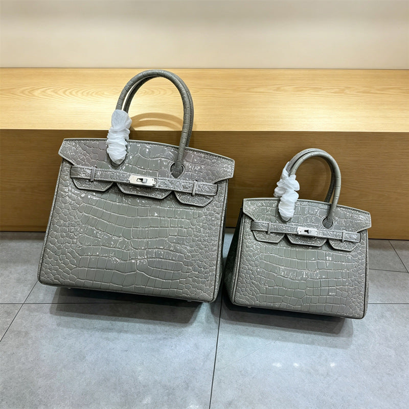 New Arrival Glossy Leather Birkin-Inspired Tote Bag for Women, Large Capacity Banquet Shoulder Crossbody Handbag with Trendy Versatile Design, Perfect for Everyday & Special Occasions