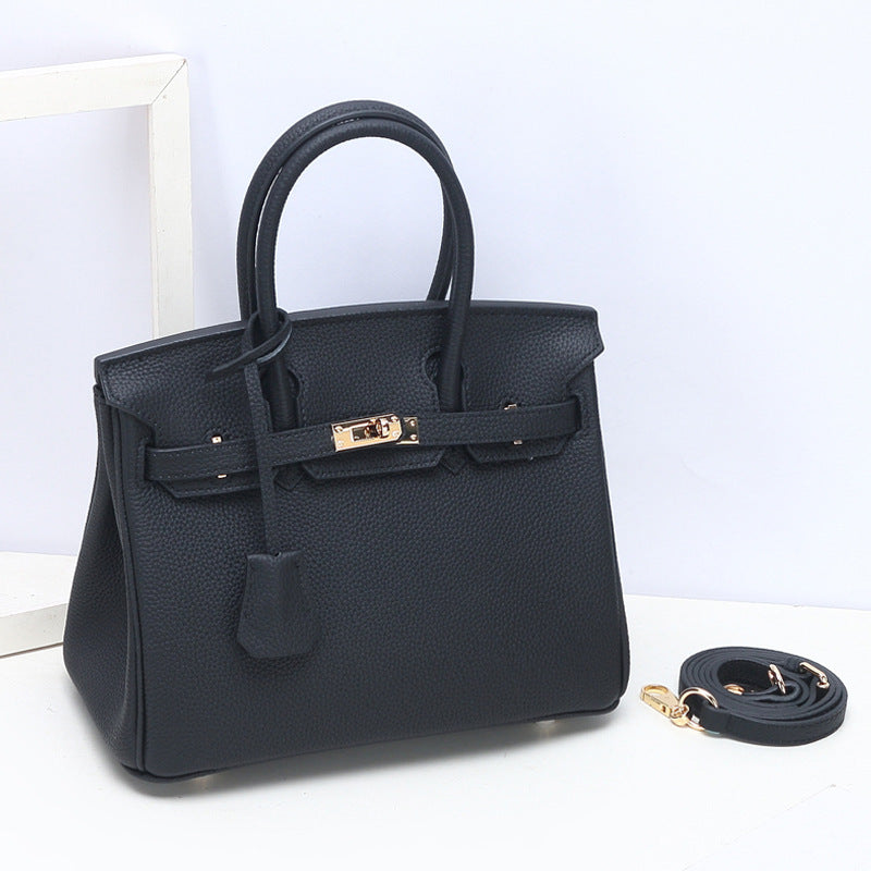 Genuine Togo Grain Cowhide Birkin-Style Bag for Women, Premium Shoulder Top Handle Handbag, Fashionable Kelly-Style Purse for Ladies
