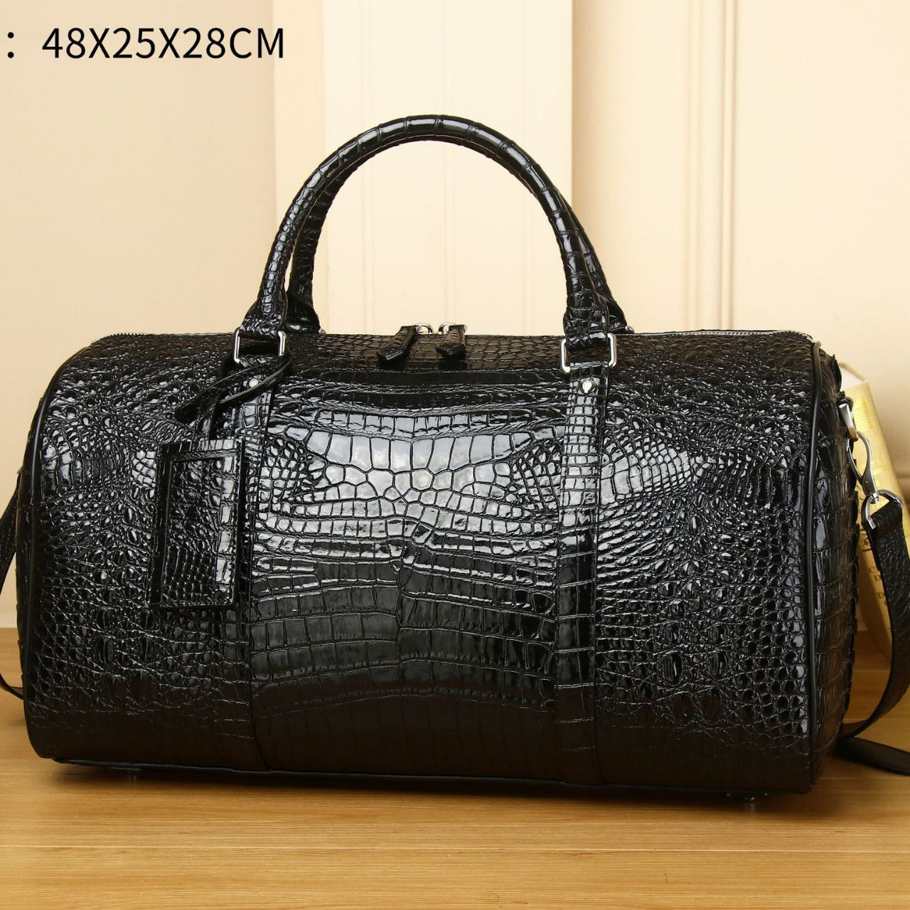 New Arrival Croc-Effect Large Travel Duffel Bag for Men, A Spacious Shoulder Crossbody Luggage with Trendy Casual Design, Perfect for Travel & Adventure
