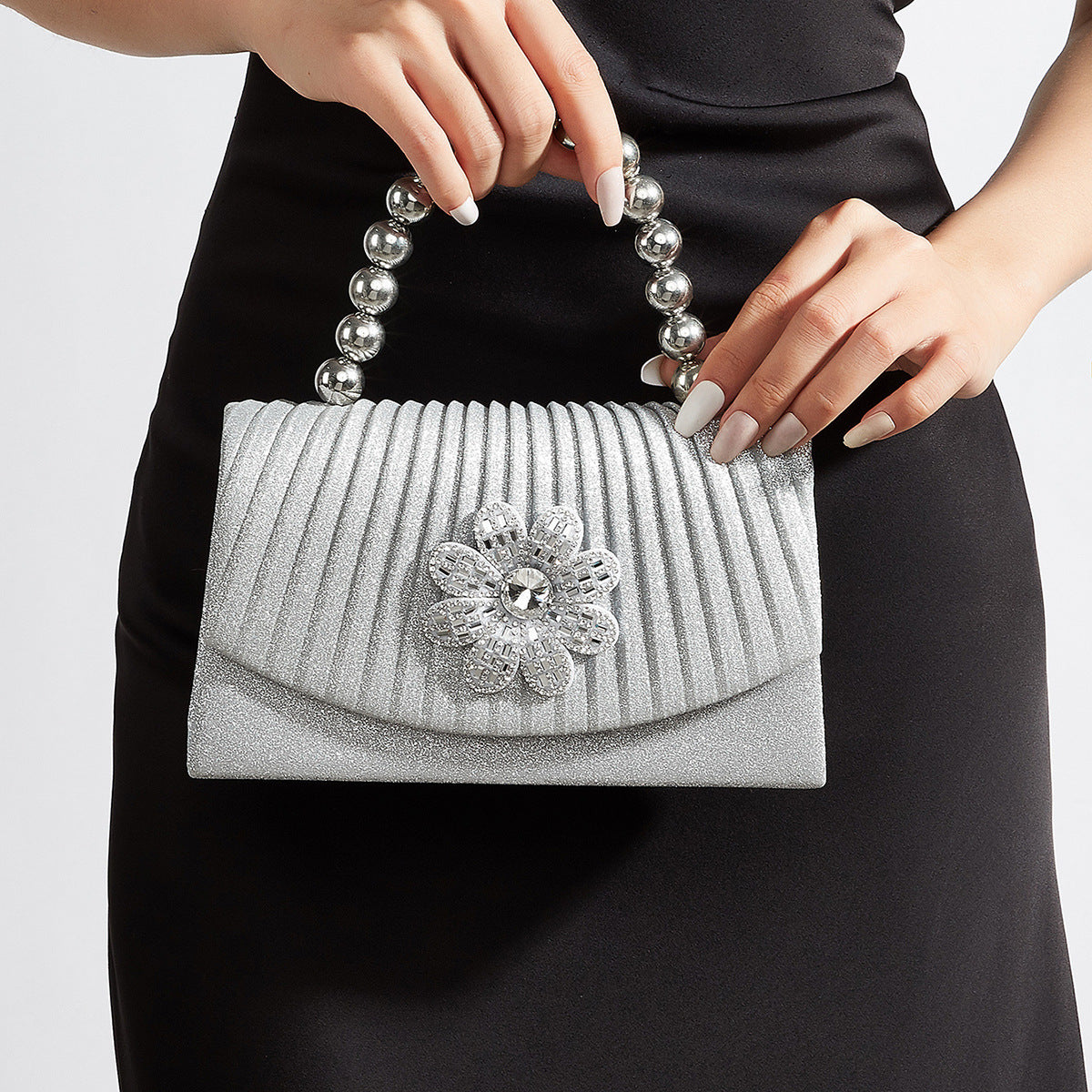 Sparkly Beaded Evening Clutch for Women, New Elegant Flap Top Handle Purse, Perfect Formal Banquet Gown Handbag for Ladies