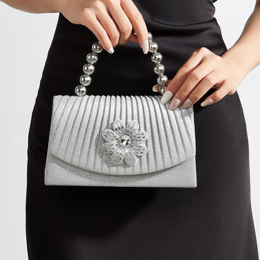 Sparkly Beaded Evening Clutch for Women, New Elegant Flap Top Handle Purse, Perfect Formal Banquet Gown Handbag for Ladies