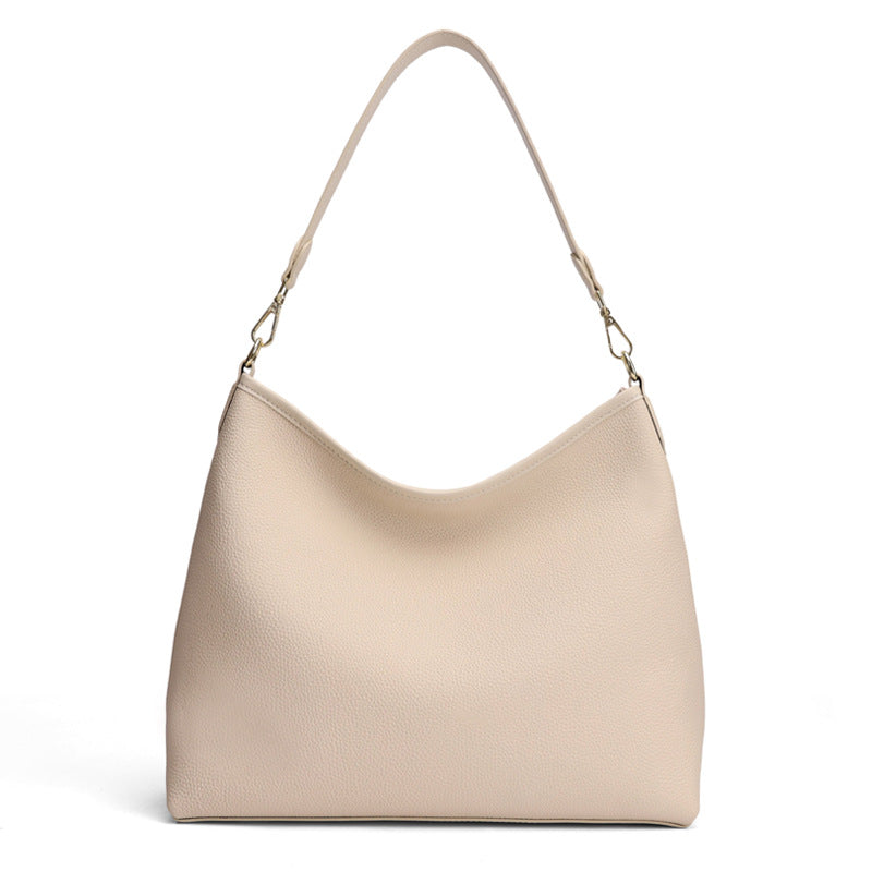 Soft Cowhide Hobo Tote Bag for Women Large Capacity Commuter Shoulder Handbag, Niche Minimalist Purse with Relaxed Slouchy Style