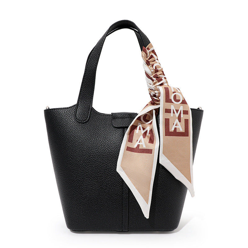 New Soft Leather Basket Bag, Versatile Solid Color Cowhide Top Handle Purse, Fashionable Handbag for Women