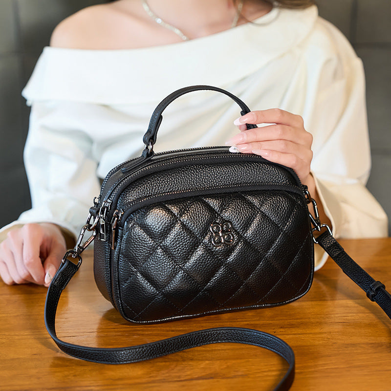 Premium Genuine Leather Camera Cross-Body Bag for Women | New High-End Small Square Handbag with Fashionable Versatile Appeal | Spring/Summer Lightweight Purse for Everyday Chic & Travel | Trendy Must-Have Accessory for Effortless Style