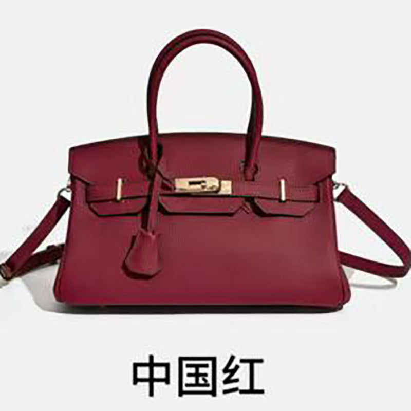 Chic Color-Blocked Birkin-Inspired Tote Bag for Women, Premium Top-Layer Cowhide Leather with Horizontal Design, Versatile Top-Handle Shoulder Crossbody Handbag for Commute & Everyday Style