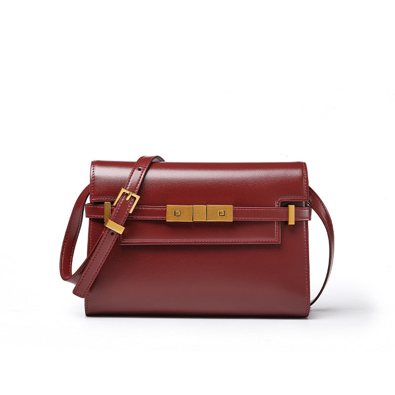 New Arrival Vintage Croc-Effect Baguette Messenger Bag for Women, A Genuine Leather Underarm Top-Handle Handbag with Manhattan-Style Structured Design