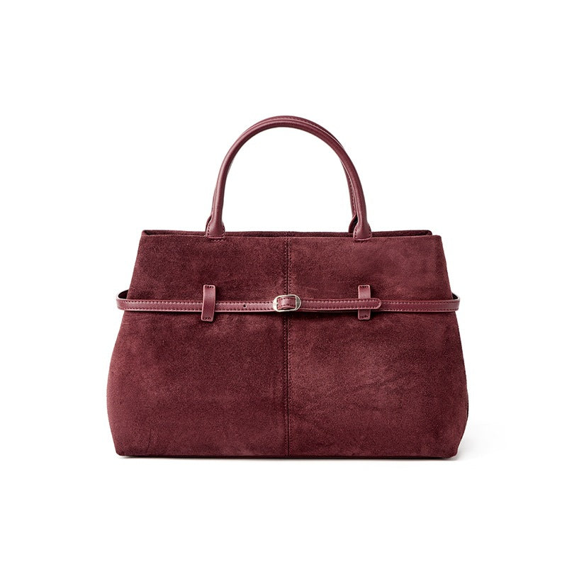 Genuine Matte Suede Leather Tote Bag for Women, New Premium Large Capacity Shoulder Crossbody Top Handle Purse with Zipper, Stylish Everyday Handbag for Ladies