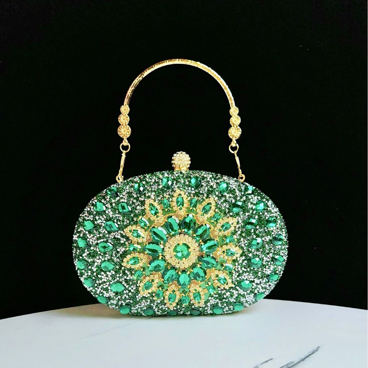 Dazzling Rhinestone Sunflower Egg-Shaped Clutch for Women, A Full Crystal Small Crossbody Bag Perfect for Cheongsam Formal Dresses Banquets & Special Occasions