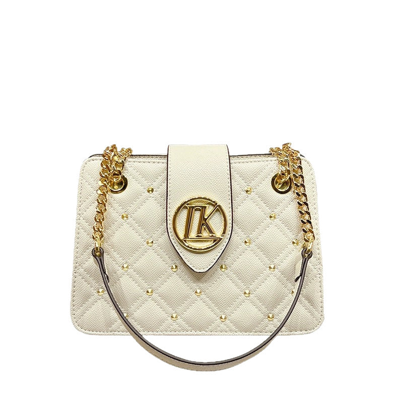 Genuine Leather Quilted Chain Bag for Women, New Trendy Versatile Shoulder Underarm Small Purse, Casual Minimalist Handbag for Ladies
