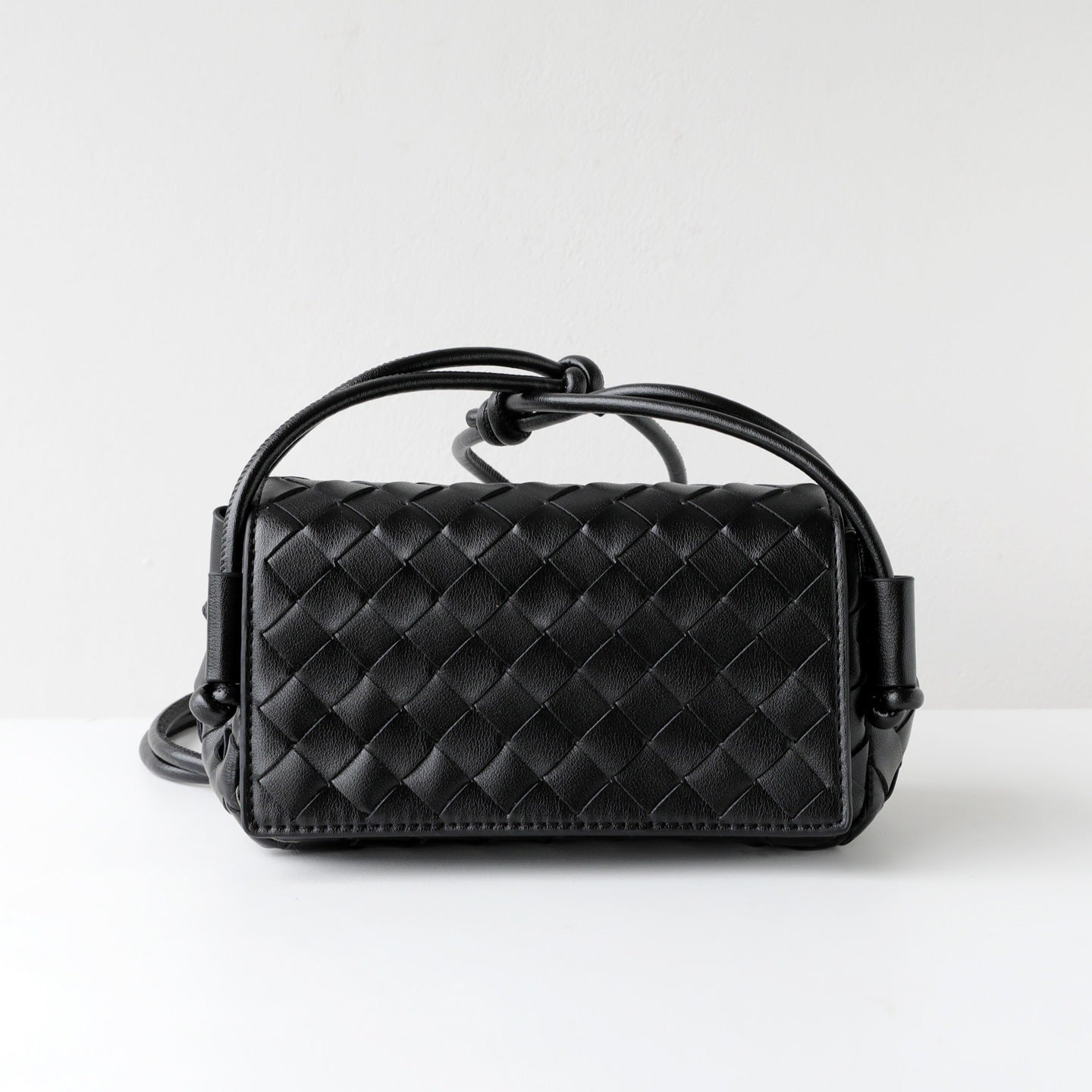 Cowhide Woven Flap Phone Bag for Women Mini Knot Shoulder Crossbody Handbag, Premium Niche Purse with Artisan Woven Texture