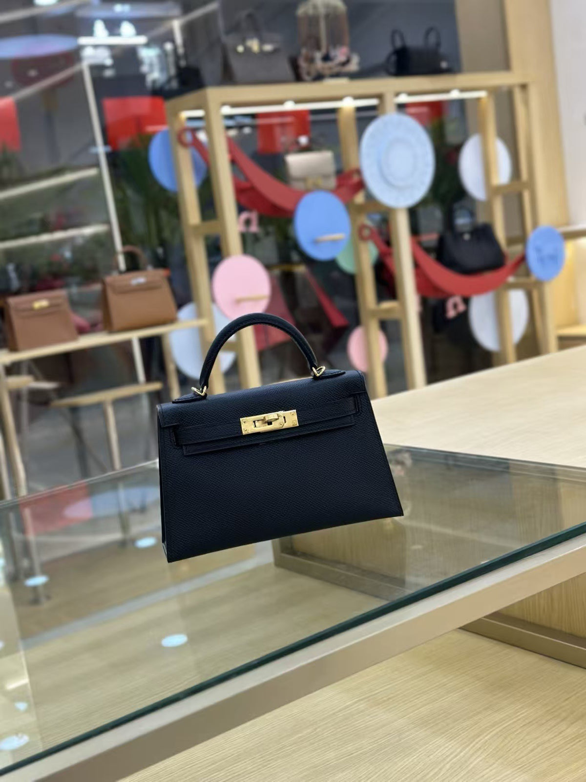Genuine Leather Handmade Waxed Thread Mini 2nd Gen Kelly-Style Bag for Women, Classic Palm Texture Shoulder Crossbody Top Handle Purse, Premium Handbag for Ladies