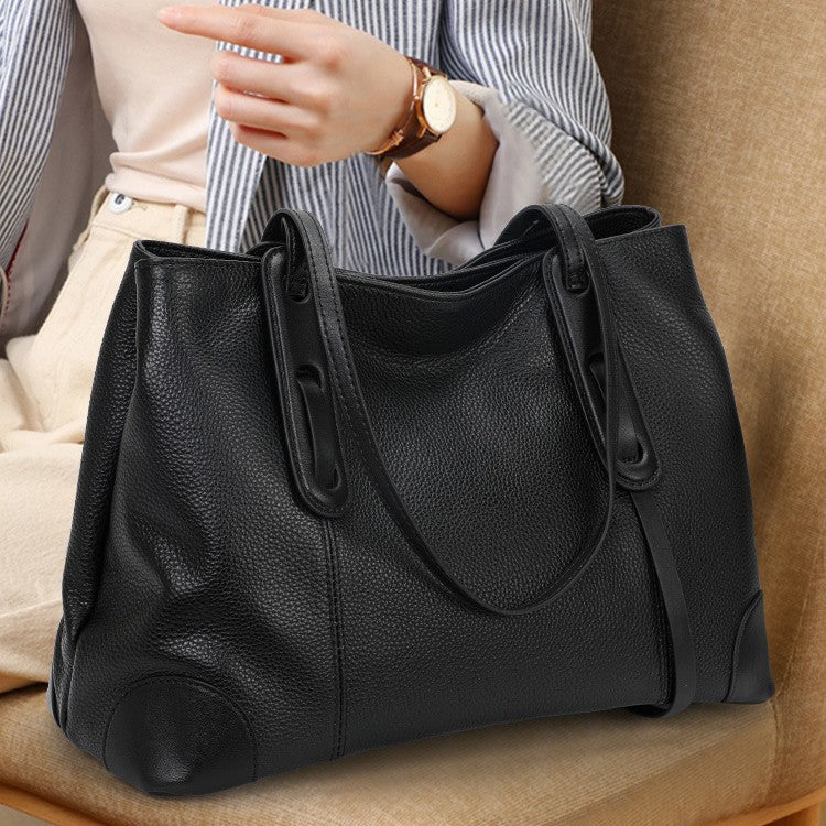 Genuine Soft Cowhide Tote Bag for Women, New Large Capacity Casual Shoulder Top Handle Purse, Trendy Pillow Handbag for Ladies