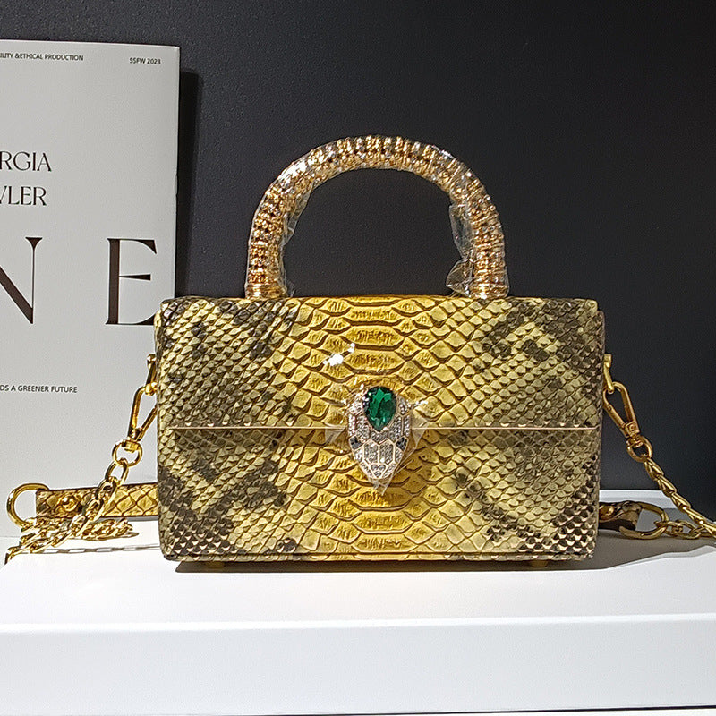 Genuine Leather Snakeskin & Crocodile-Embossed Handbag for Women, New Premium Vintage Commute Shoulder Crossbody Purse, Trendy Bag for Ladies