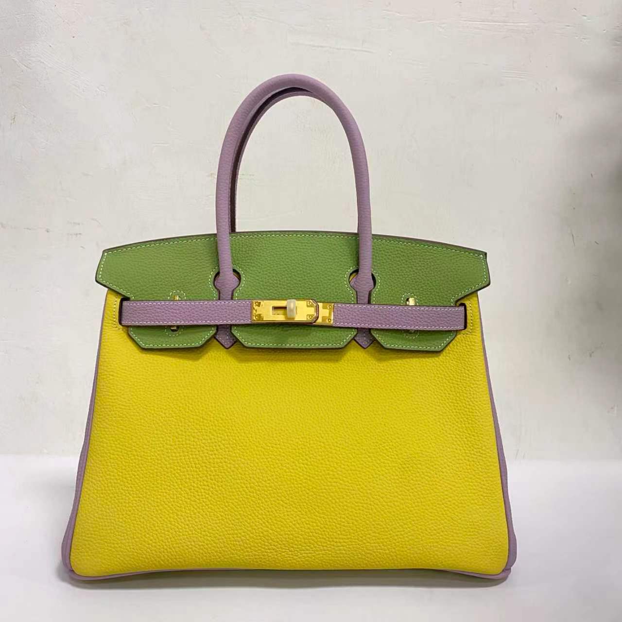 New Arrival Color-Blocked Birkin-Inspired Tote Bag for Women, Premium Top-Layer Cowhide Leather Large Capacity Shoulder Crossbody Handbag with Fashionable Design