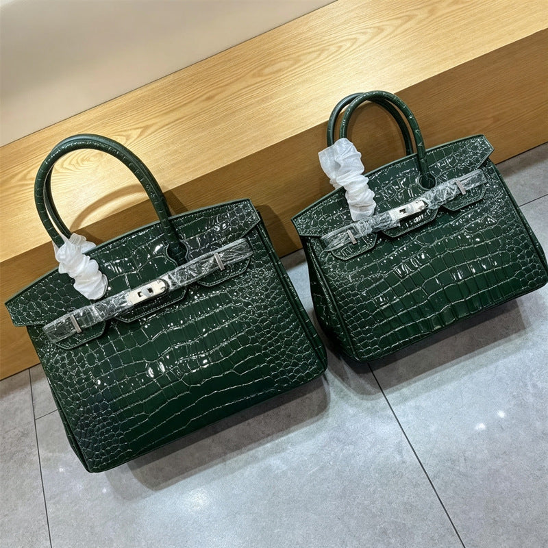 New Arrival Glossy Leather Birkin-Inspired Tote Bag for Women, Large Capacity Banquet Shoulder Crossbody Handbag with Trendy Versatile Design, Perfect for Everyday & Special Occasions