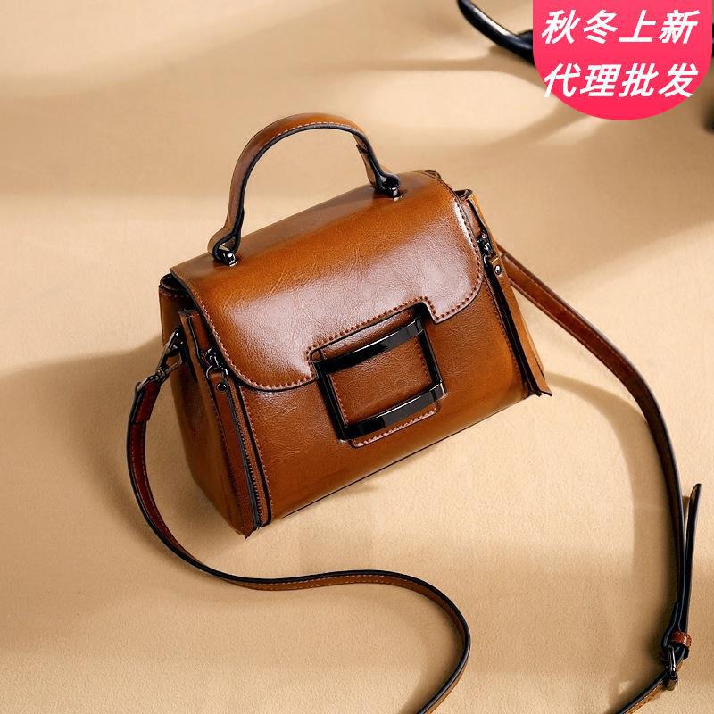 Genuine Leather Vintage Top Handle Handbag for Women, New Fashionable Shoulder Crossbody Purse, Trendy Bag for Ladies