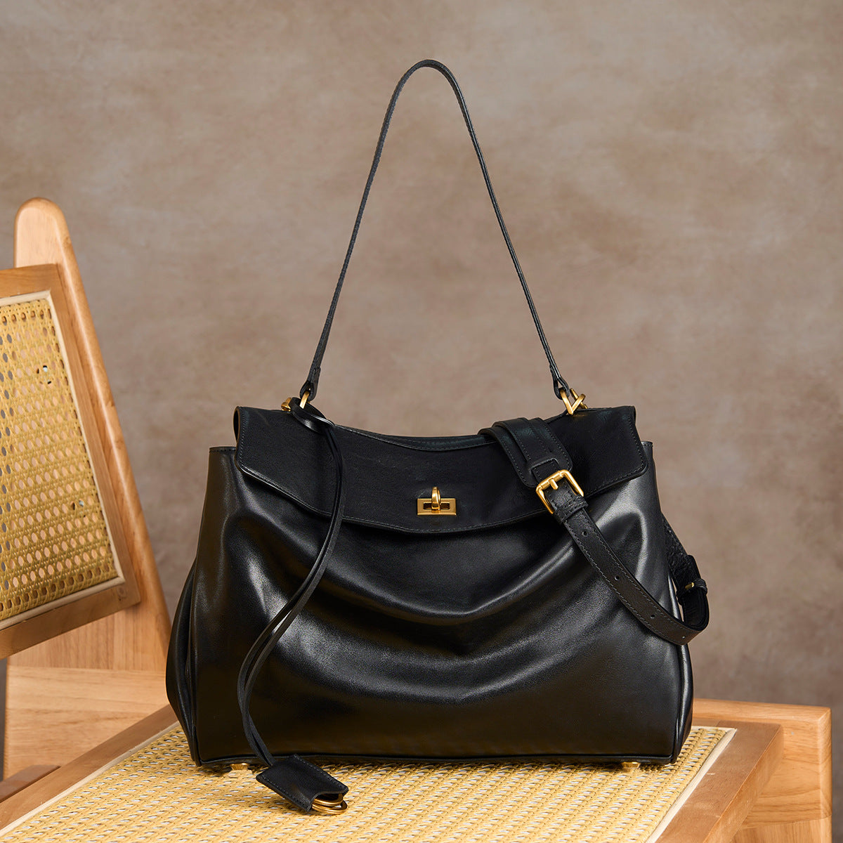 Genuine Vegetable-Tanned Leather Large Capacity Tote Bag for Women, 2026 New Commute Top Handle Crossbody Purse, Premium Textured Everyday Handbag for Ladies