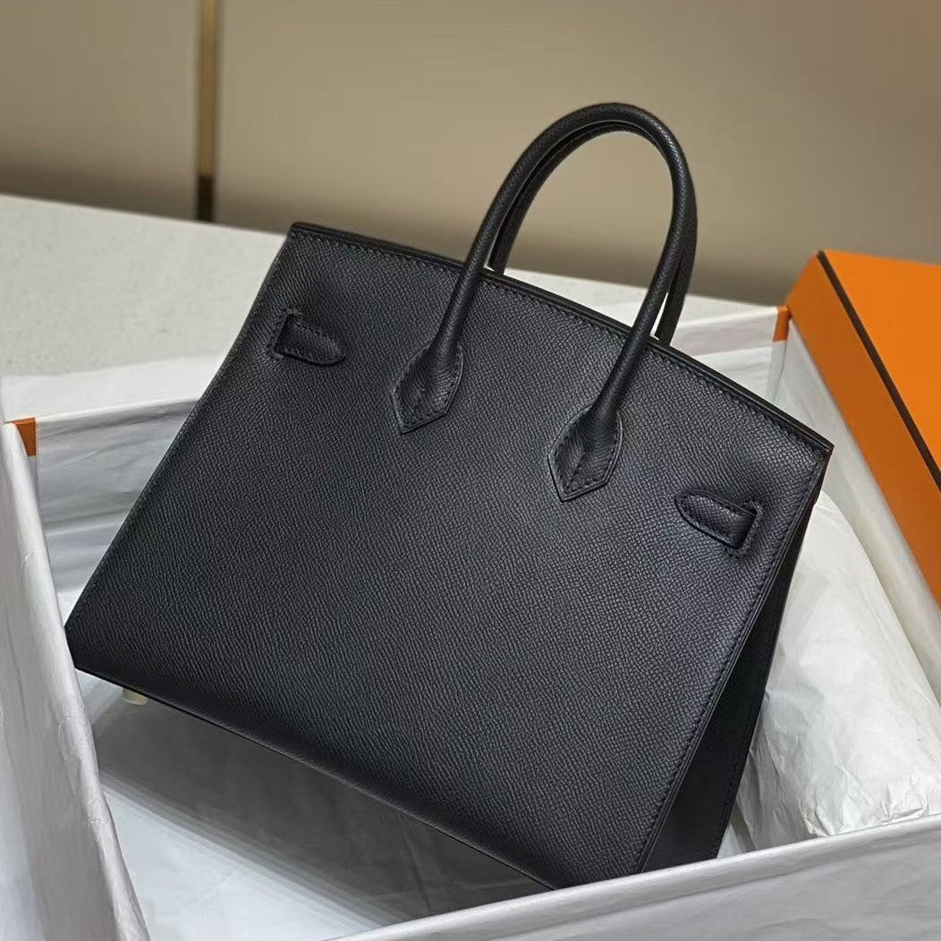 Women's Leather Birkin-Style Tote Bag 25-30cm, Hermès-Inspired Top-Handle Handbag, Trendy Versatile Purse for Daily Wear, Work & Travel, New Arrival