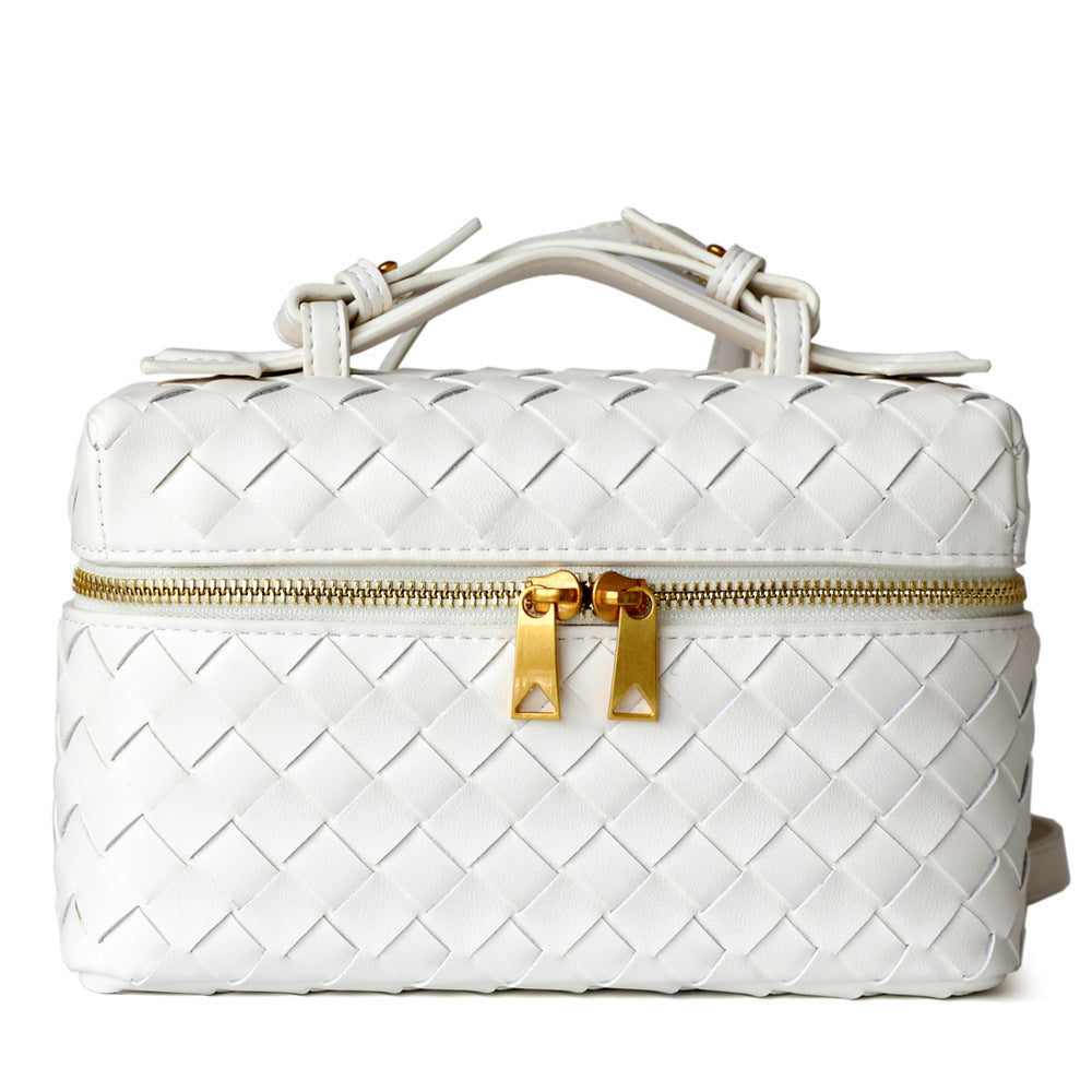 Handwoven Mini Square Bag for Women Summer Shoulder Crossbody Handbag, Celebrity-Inspired Versatile Purse with Artisan Woven Texture