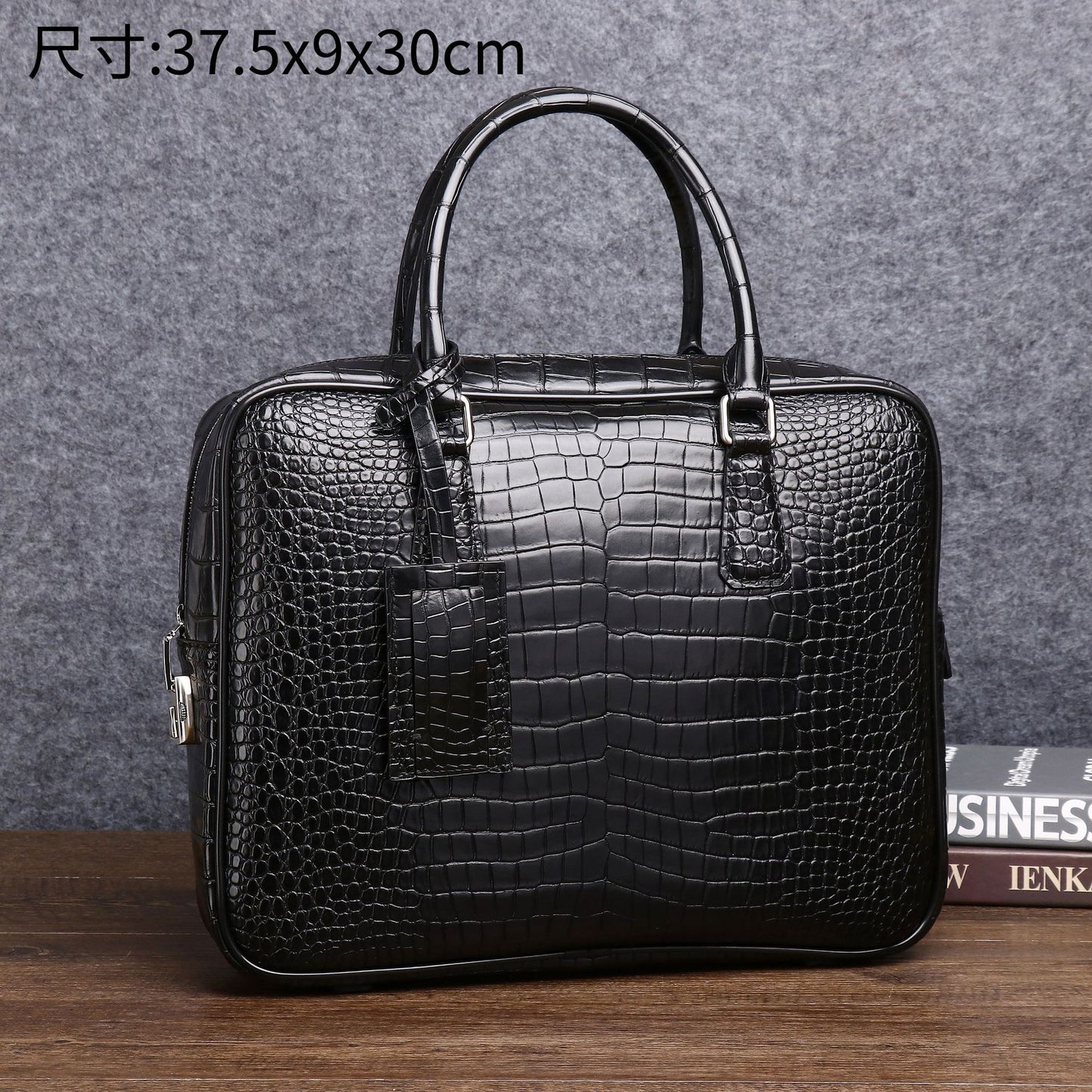 New Arrival Croc-Effect Business Briefcase for Men, A Large Capacity Top-Handle Document Laptop Bag with Trendy Professional Design